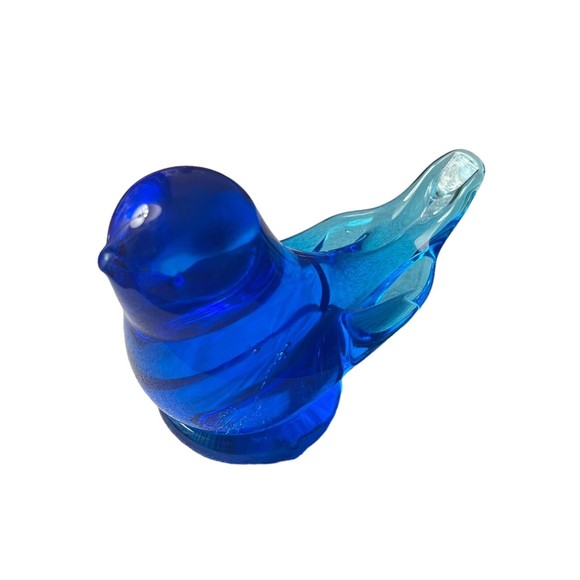 VTG ‘90 Titan Art Glass “Happy Little Bluebird” Cobalt Blue Signed Fayetteville - Picture 9 of 9